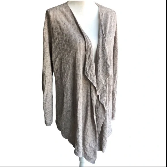 Eileen Fisher Waterfall Cardigan Linen Neutral Large - Picture 9 of 9